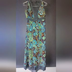 Vintage & K Original Boho Halter Maxi Beaded Back… - image 1